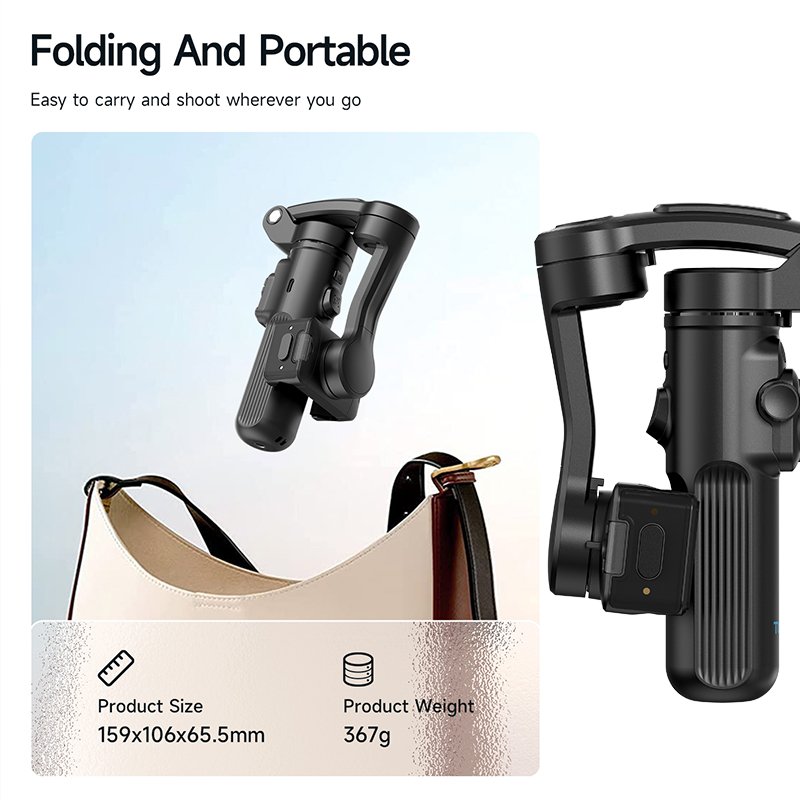 Gimbal Stabilisateur Smartphone TOKAI M03 — 3 Axes, AI Tracking, Caméra Intégrée – Image 3