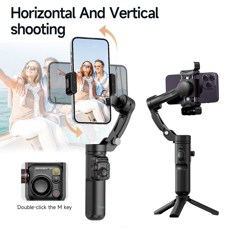 Gimbal Stabilisateur Smartphone TOKAI M03 — 3 Axes, AI Tracking, Caméra Intégrée – Image 5