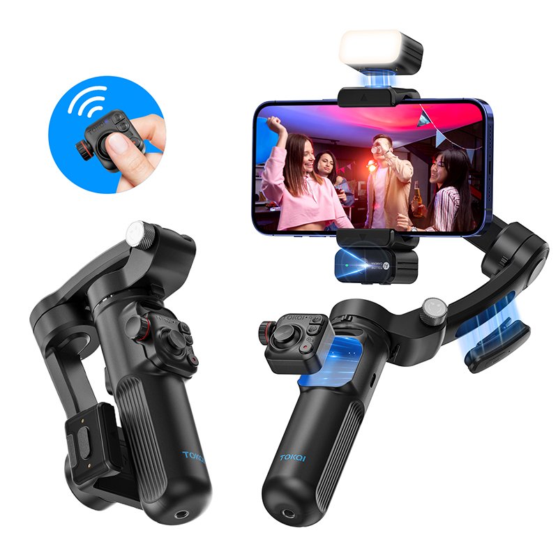 Gimbal Stabilisateur Smartphone TOKAI M03 — 3 Axes, AI Tracking, Caméra Intégrée